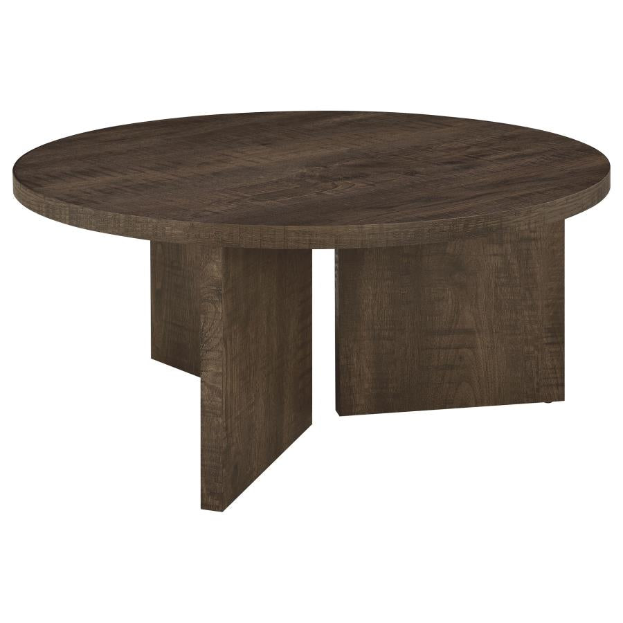 Aragon 2-Piece Round Coffee and End Table Set Dark Rustic Mango