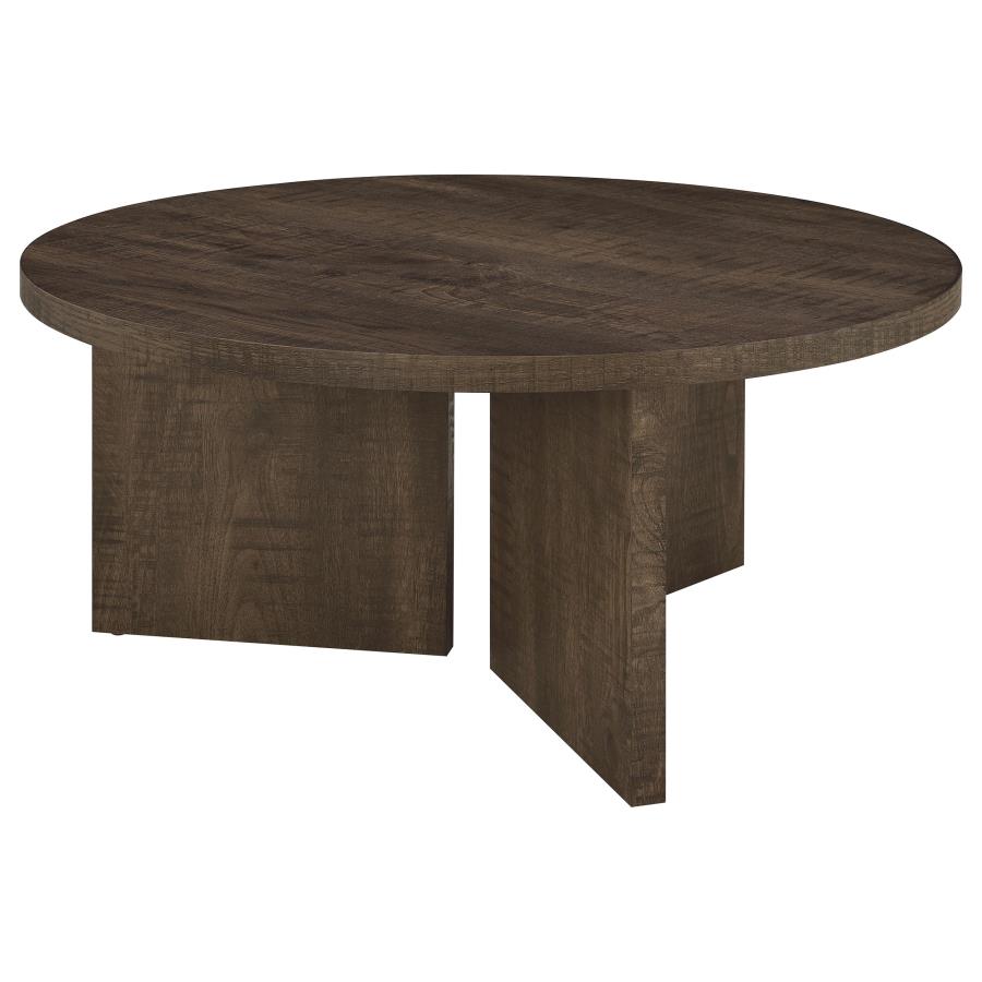 Aragon 2-Piece Round Coffee and End Table Set Dark Rustic Mango