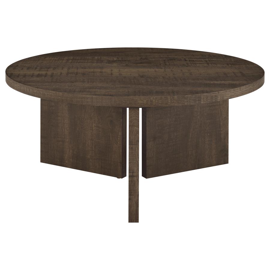 Aragon 2-Piece Round Coffee and End Table Set Dark Rustic Mango