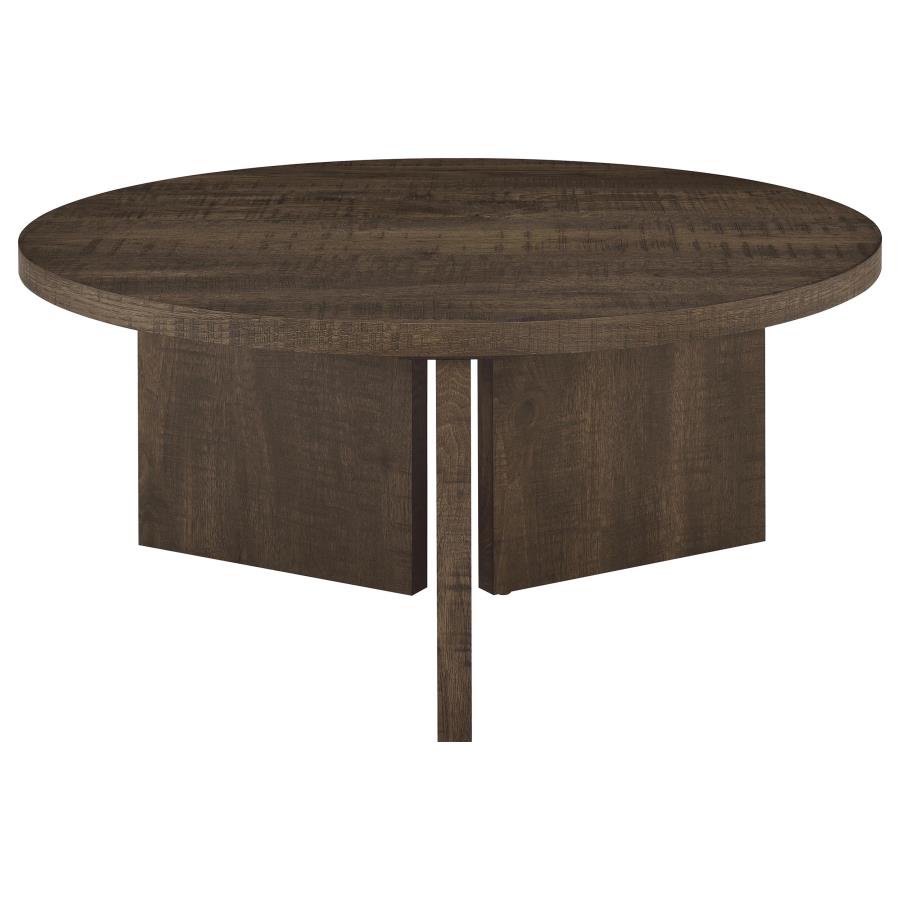 Aragon 3-Piece Round Coffee and End Table Set Dark Rustic Mango