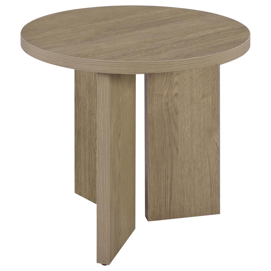 Aragon 2-Piece Round Coffee and End Table Set Latte