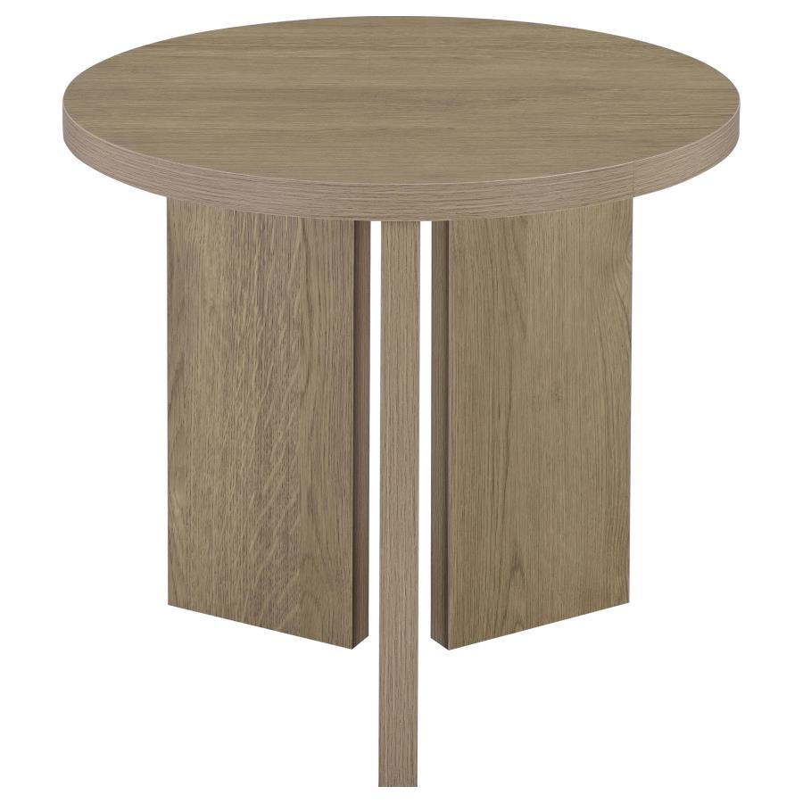 Aragon 2-Piece Round Coffee and End Table Set Latte