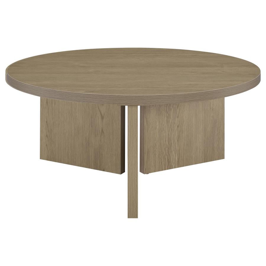 Aragon 2-Piece Round Coffee and End Table Set Latte