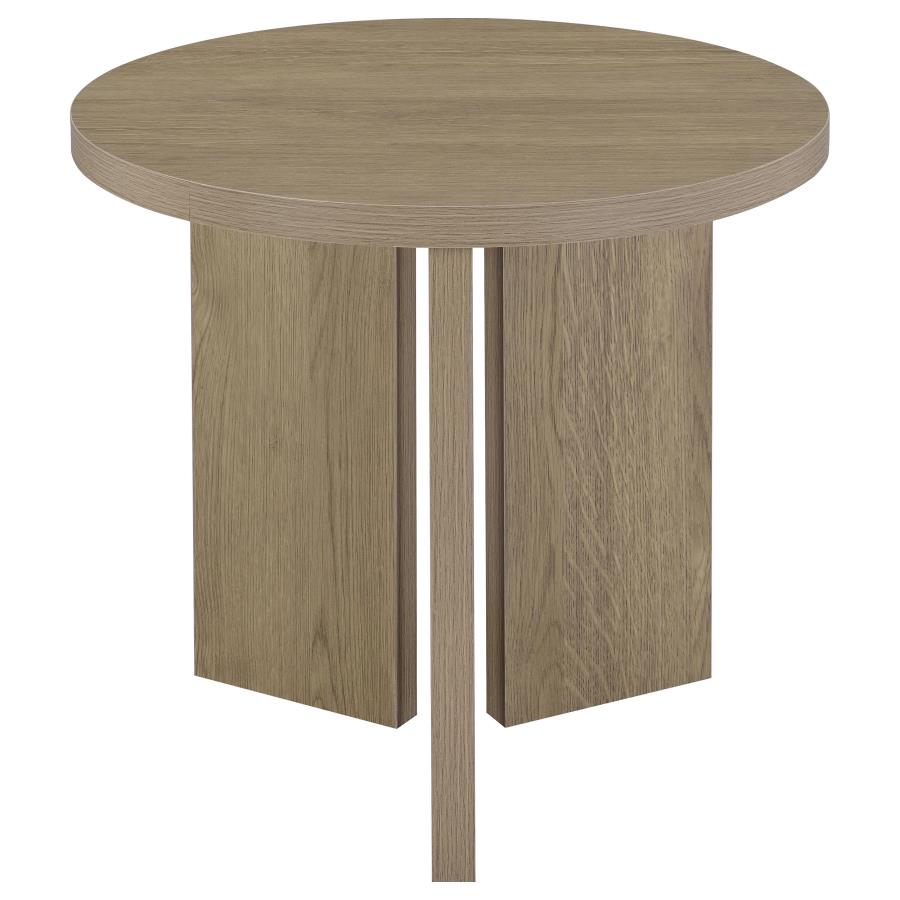 Aragon 3-Piece Round Coffee and End Table Set Latte
