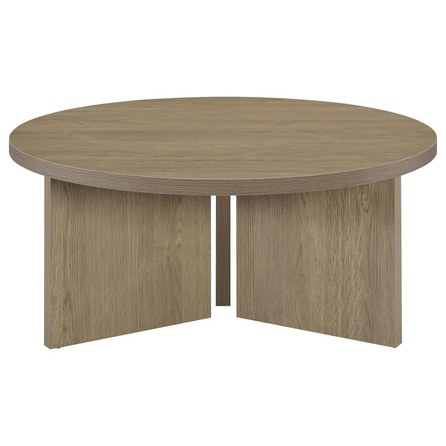 Aragon 3-Piece Round Coffee and End Table Set Latte