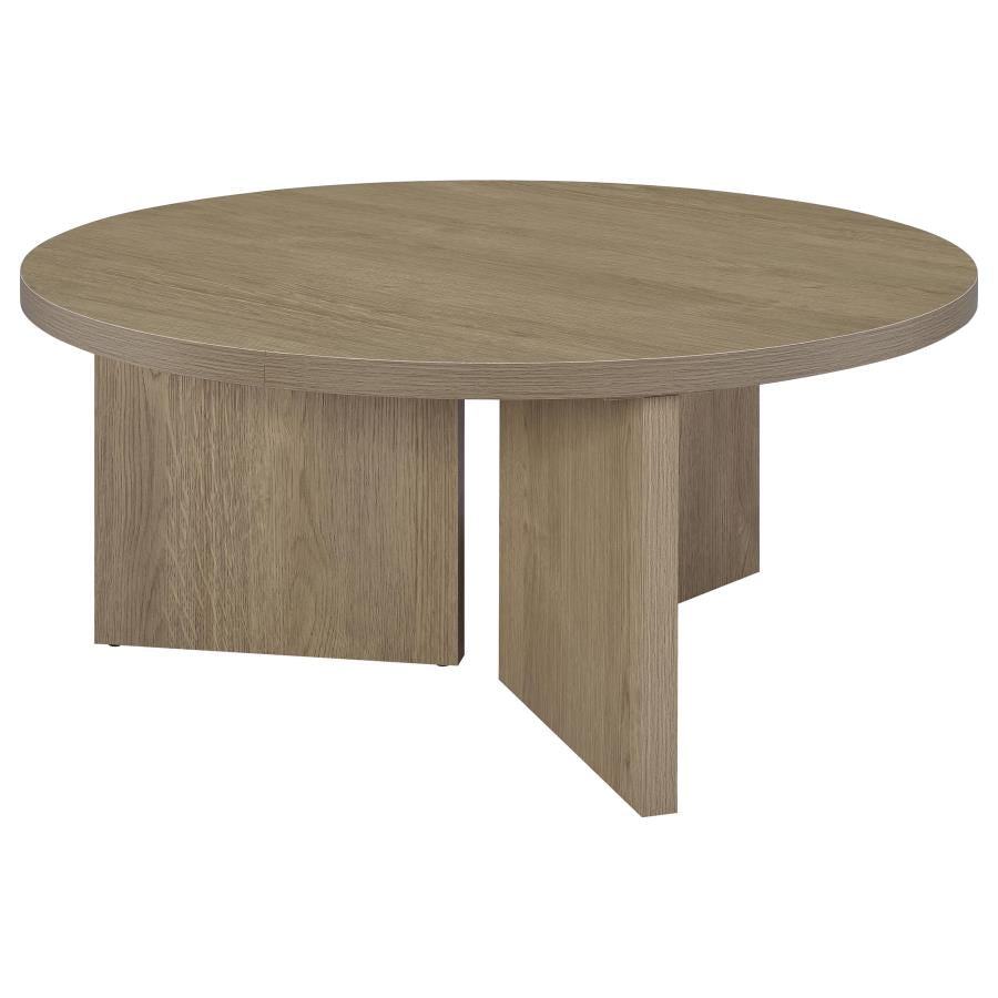 Aragon 3-Piece Round Coffee and End Table Set Latte