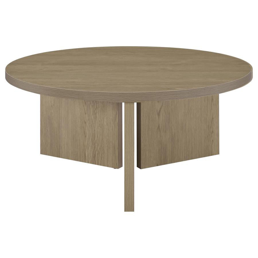 Aragon 3-Piece Round Coffee and End Table Set Latte