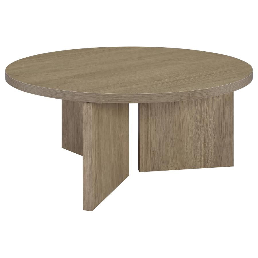 Aragon Round Panel Base Coffee Table Latte