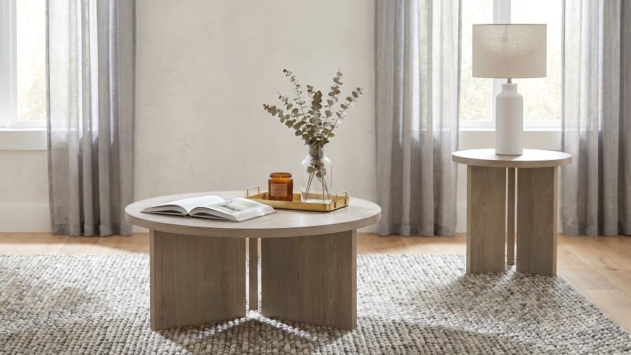 Aragon Round Panel Base Coffee Table Latte