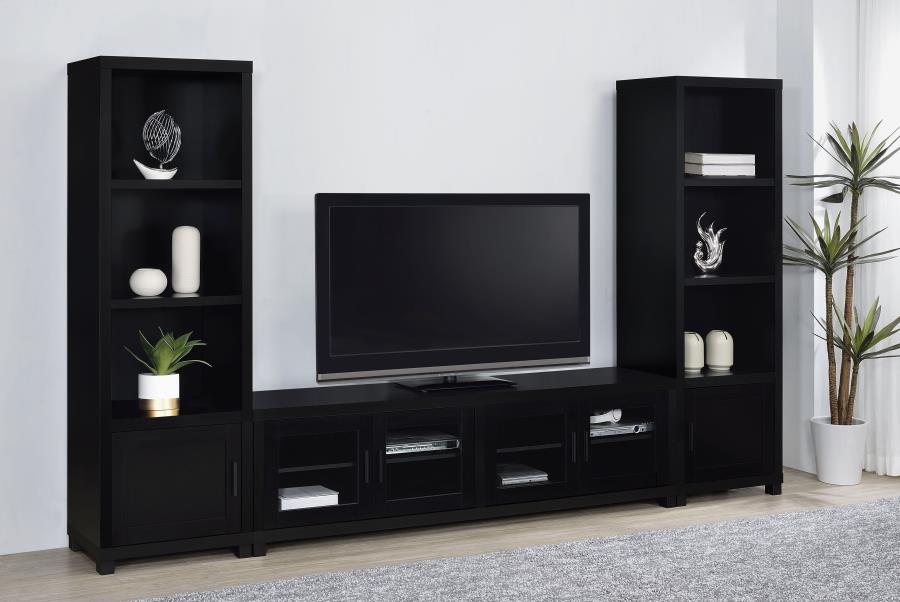 Sachin 3-shelf Engineered Wood Media Tower Black
