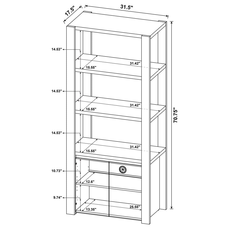 Laurelton 3-shelf Media Tower Tall Pier Cabinet Light Oak