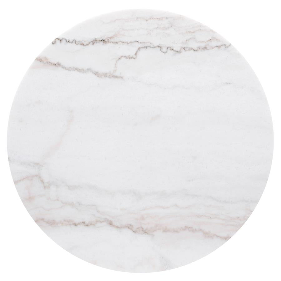 Jason Round White Marble Top Side End Table Charcoal