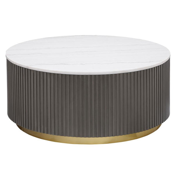 Jason Round White Marble Top Coffee Table Charcoal
