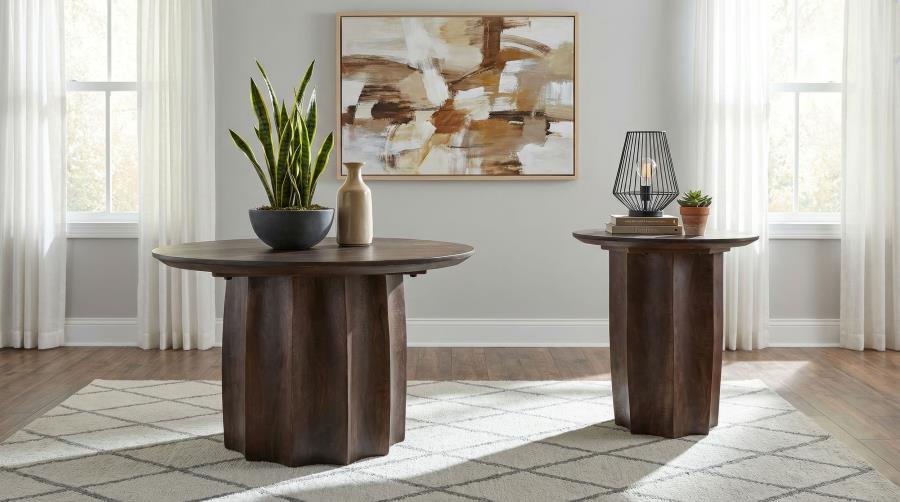 Cayenne Solid Mango Wood Cocktail Coffee Table Walnut