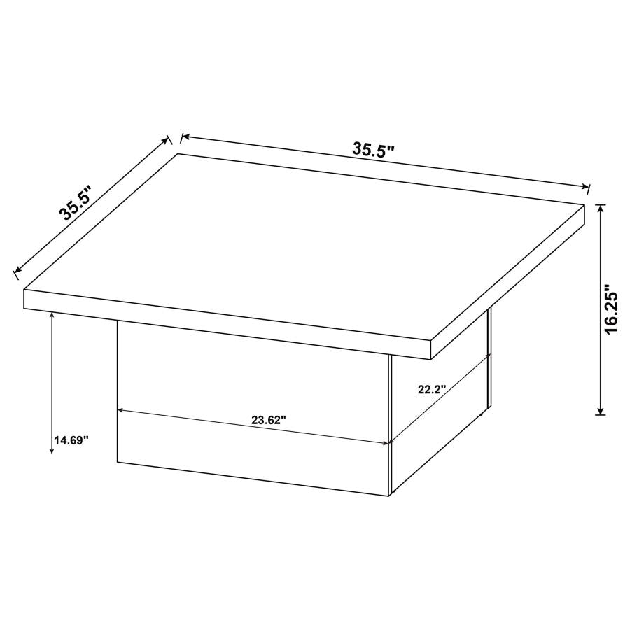 Devar Square Engineered Wood Cocktail Coffee Table Dark Pine