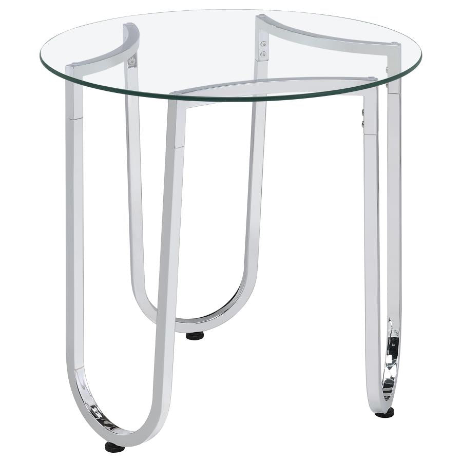 Beller 2-piece Round Tempered Glass Top Coffee Table Set Chrome