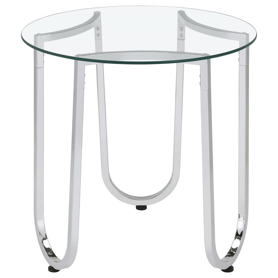 Beller 2-piece Round Tempered Glass Top Coffee Table Set Chrome