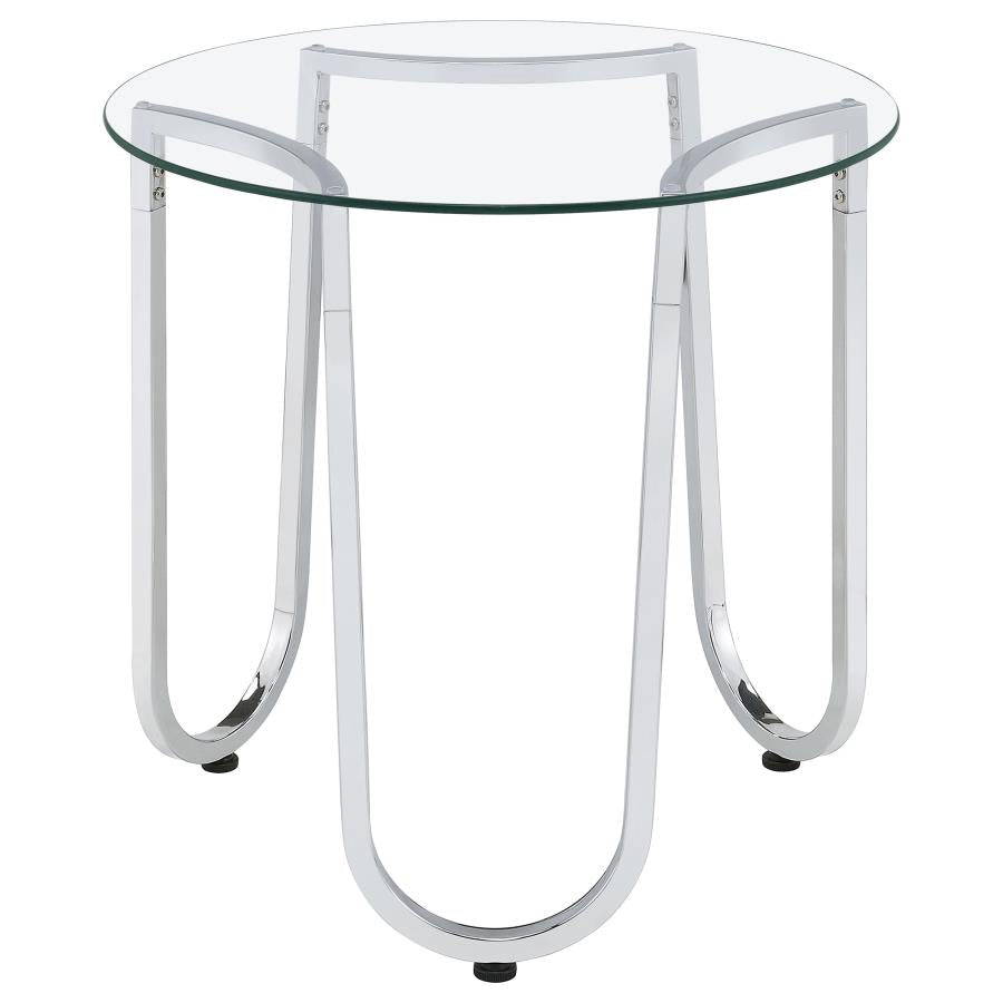 Beller 2-piece Round Tempered Glass Top Coffee Table Set Chrome