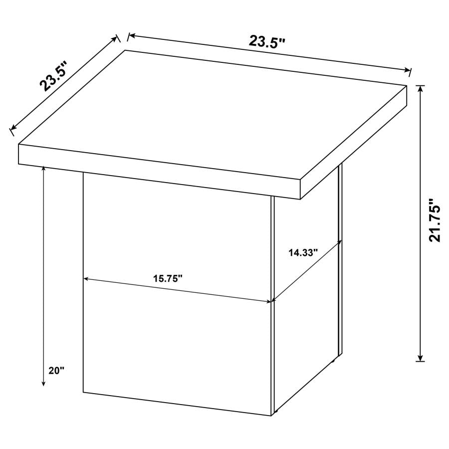 Devar 3-piece Square Cocktail Coffee End Table Set Latte