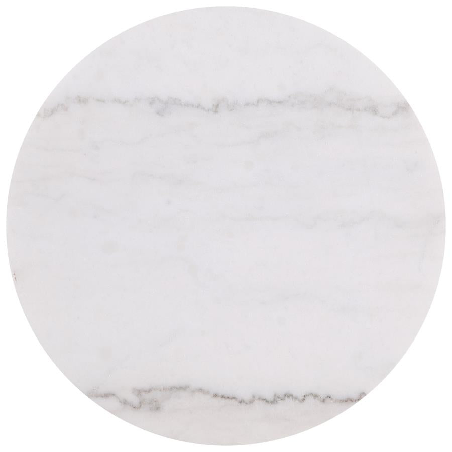 Jason Round White Marble Top Side End Table Greige