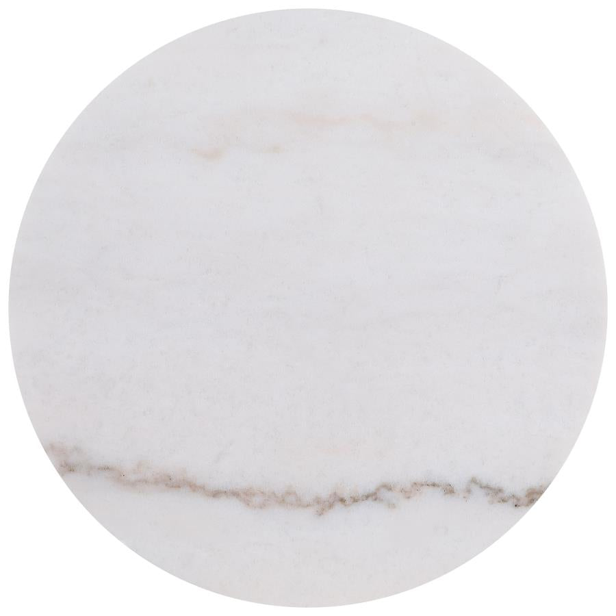 Jason 3-piece Round White Marble Coffee Table Set Honey Brown