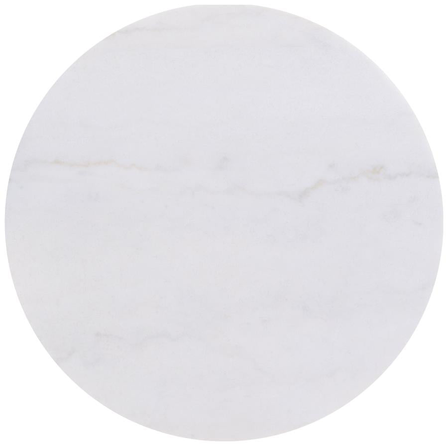 Jason Round White Marble Top Coffee Table Honey Brown