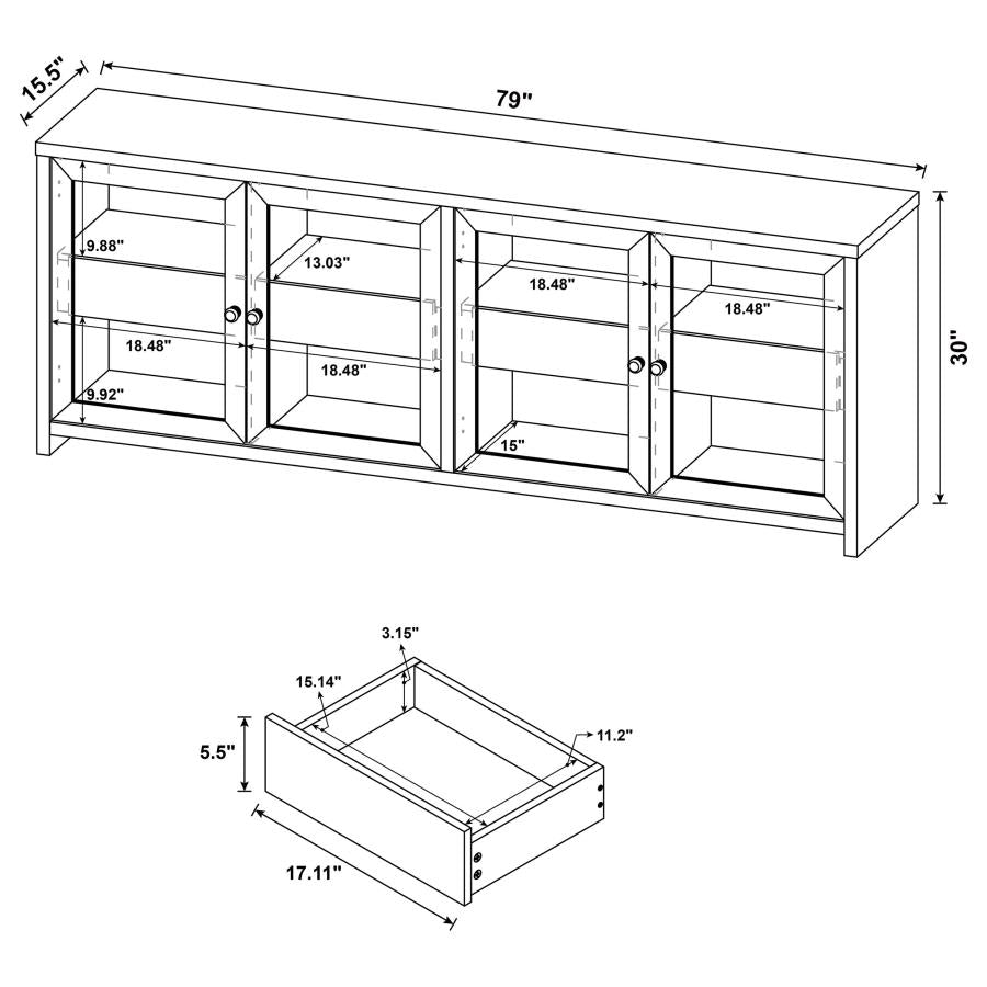 Denison 3-piece Entertainment Center 79-inch TV Stand Black