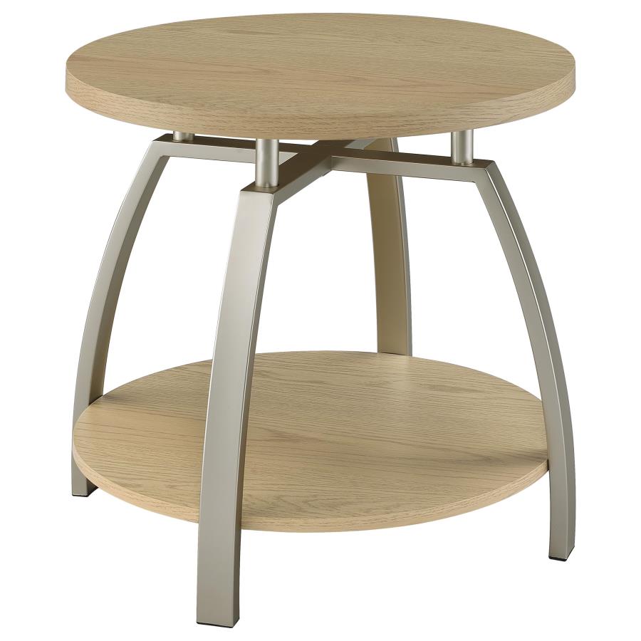Dacre 2-piece Round Coffee and End Table Set Greige
