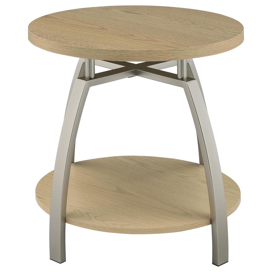 Dacre 2-piece Round Coffee and End Table Set Greige