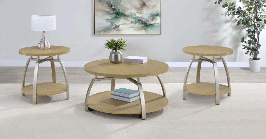 Dacre 3-piece Round Coffee and End Table Set Greige