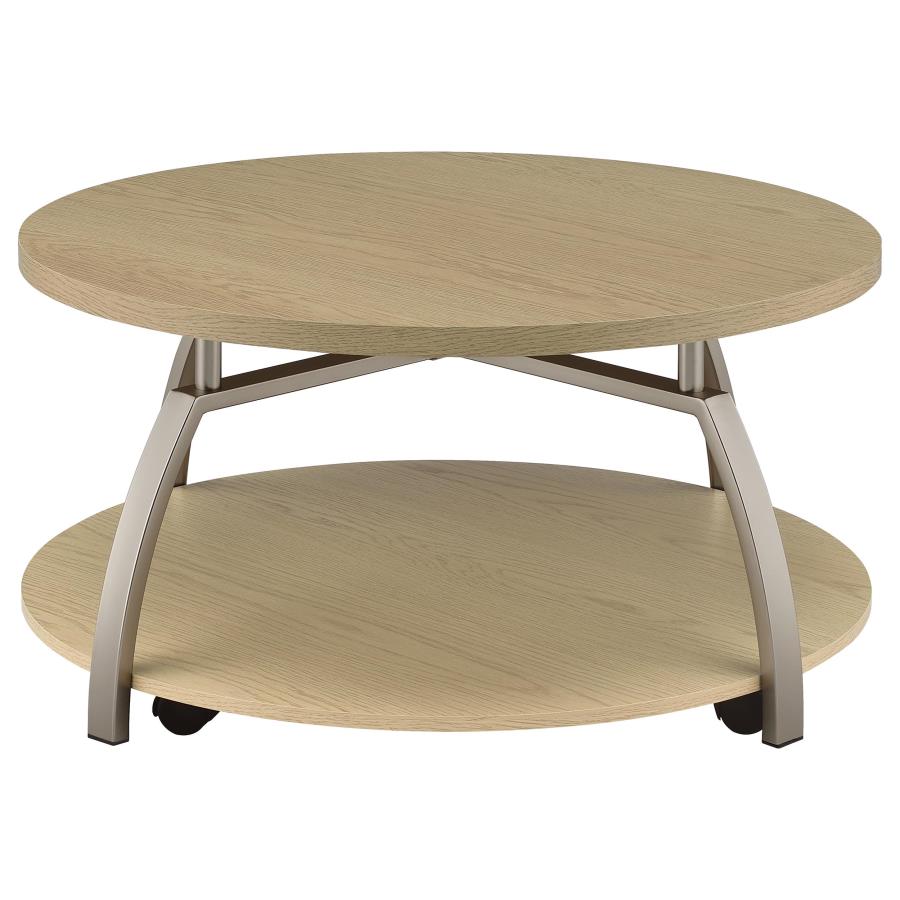 Dacre Round Engineered Wood Top Coffee Table Greige