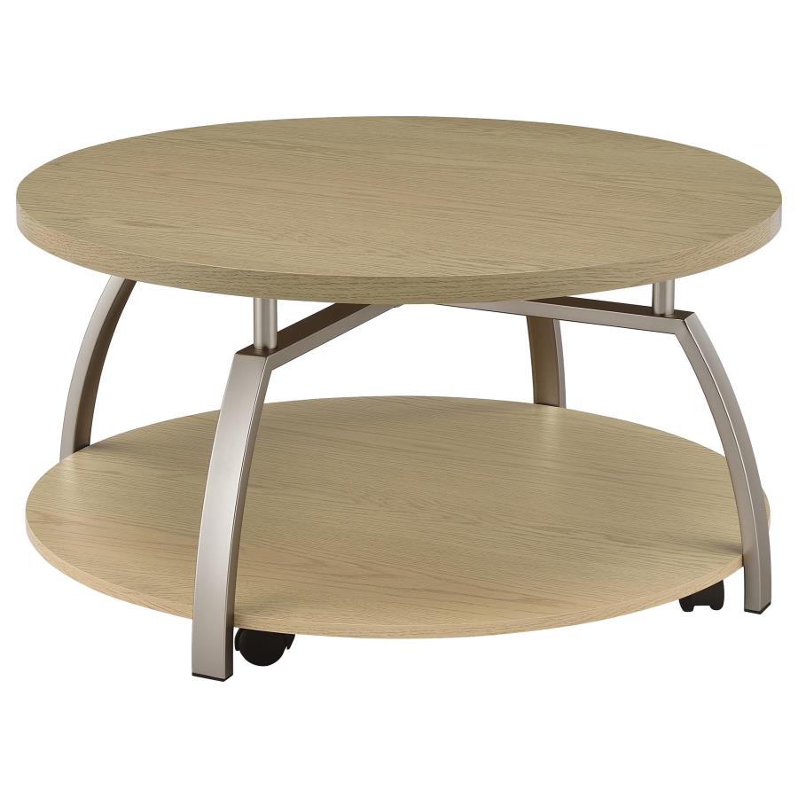 Dacre Round Engineered Wood Top Coffee Table Greige