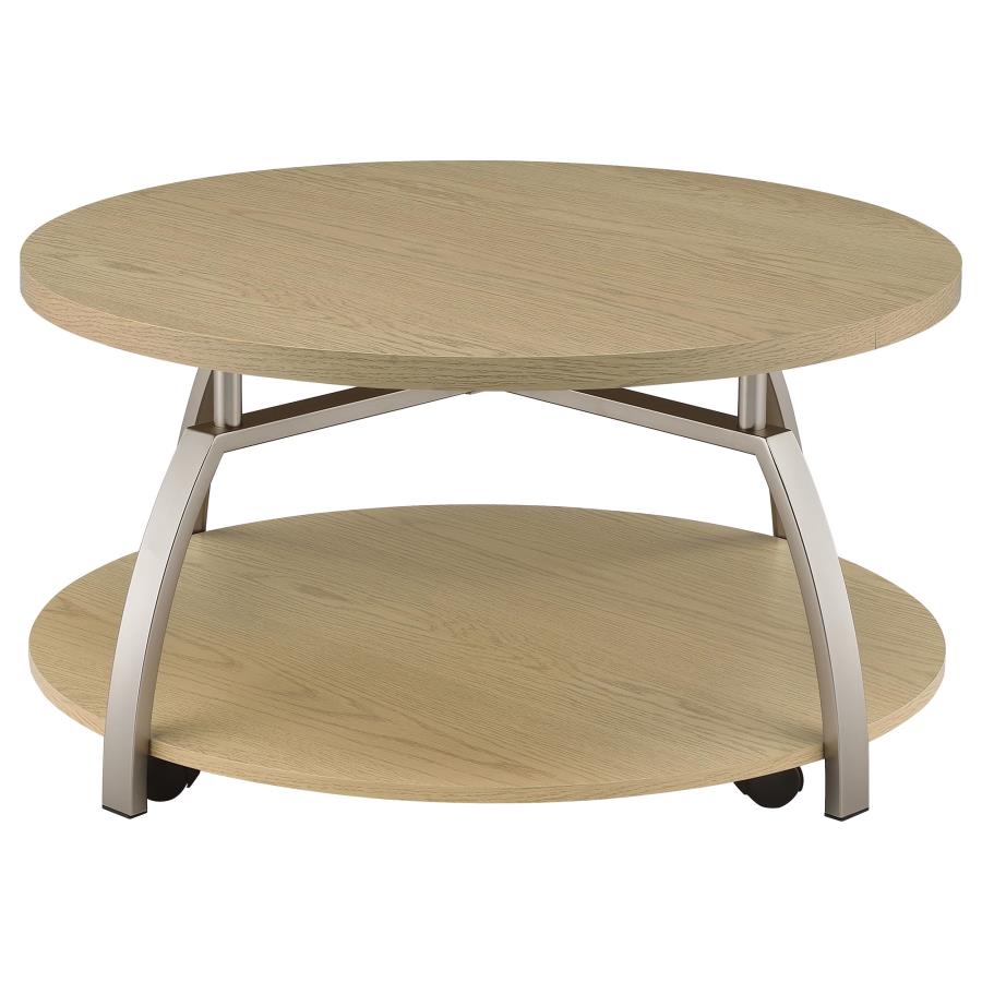 Dacre Round Engineered Wood Top Coffee Table Greige