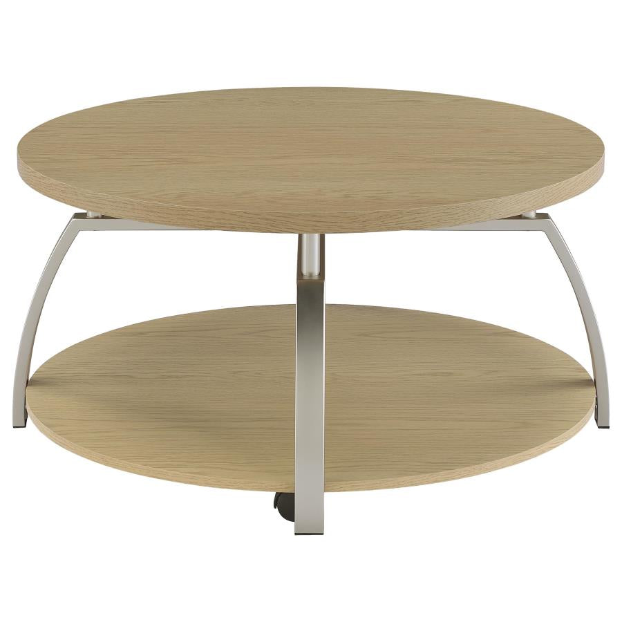 Dacre Round Engineered Wood Top Coffee Table Greige