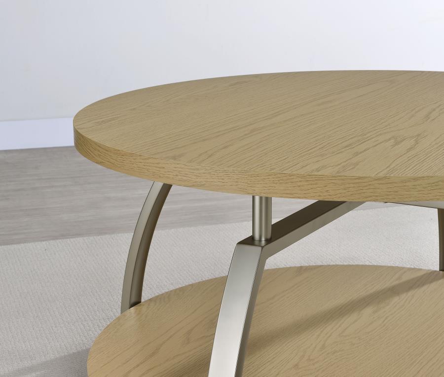 Dacre Round Engineered Wood Top Coffee Table Greige