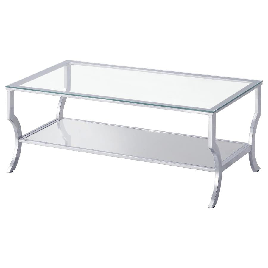 Saide 2-piece Glass Top Coffee and End Table Set Chrome
