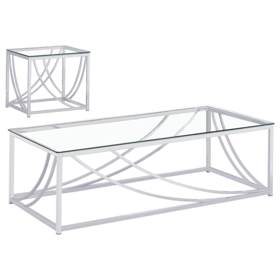 Lille 2-piece Glass Top Coffee And End Table Set Chrome