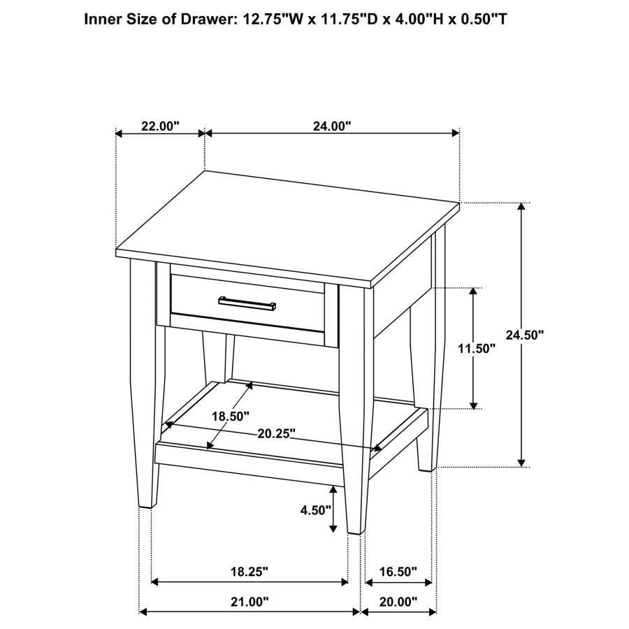 Lindenton 1-drawer Wood Occasional Side End Table Black