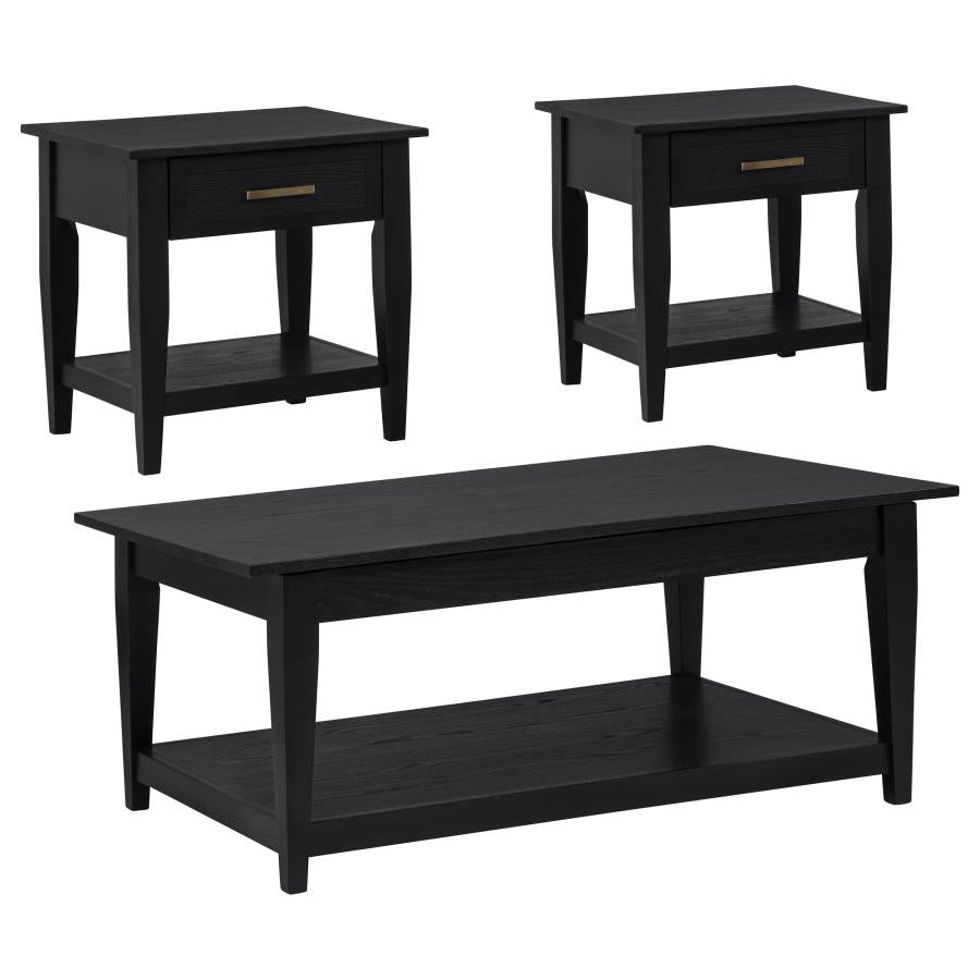 Lindenton 3-piece Wood Lift-Top Coffee and End Table Set Black