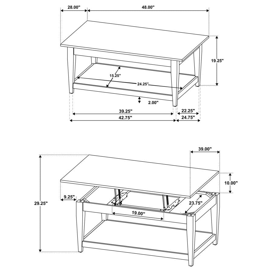 Lindenton 3-piece Wood Lift-Top Coffee and End Table Set Black