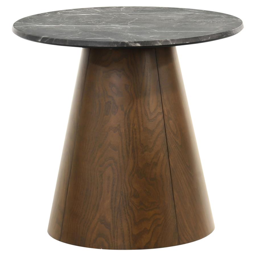 Franklin 3-piece Round Pedestal Coffee Table Set Grey and Dark Brown