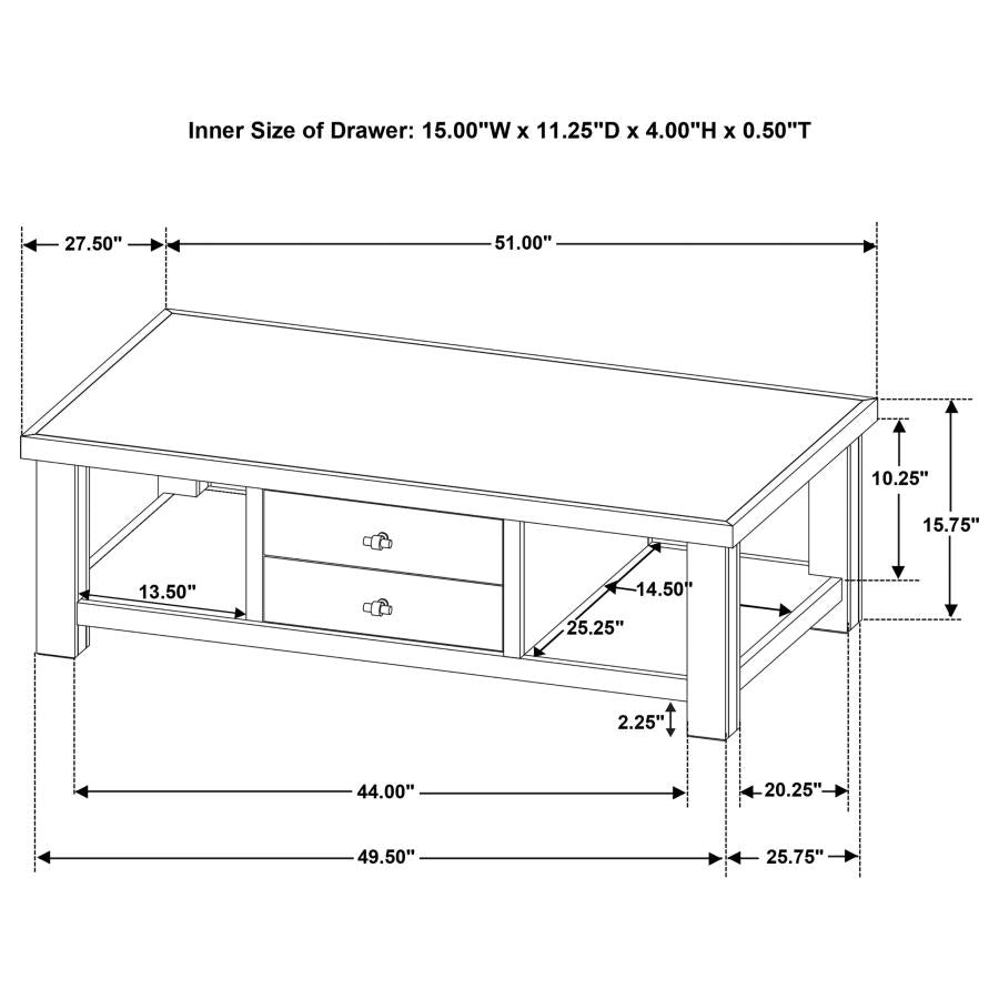 Beasley 2-Drawer Wood Coffee Table Golden Oak