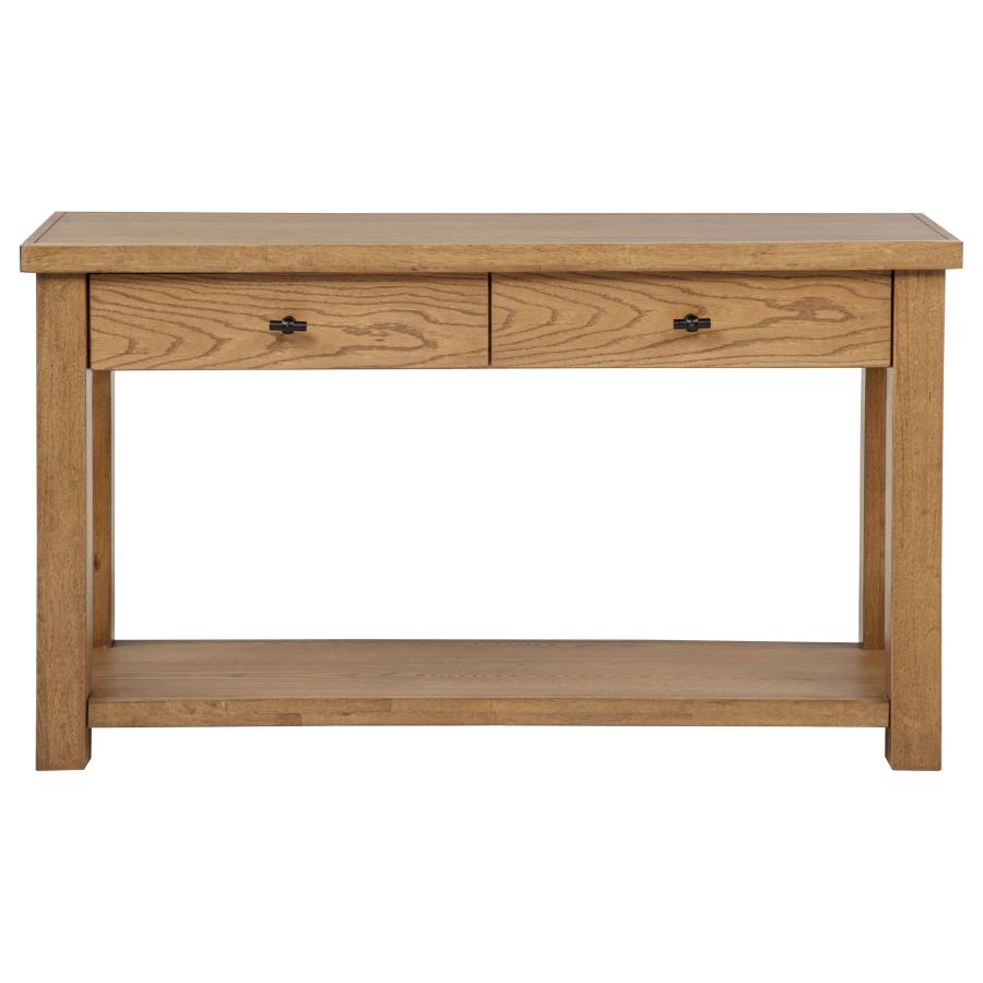 Beasley 2-Drawer Wood Console Table Golden Oak