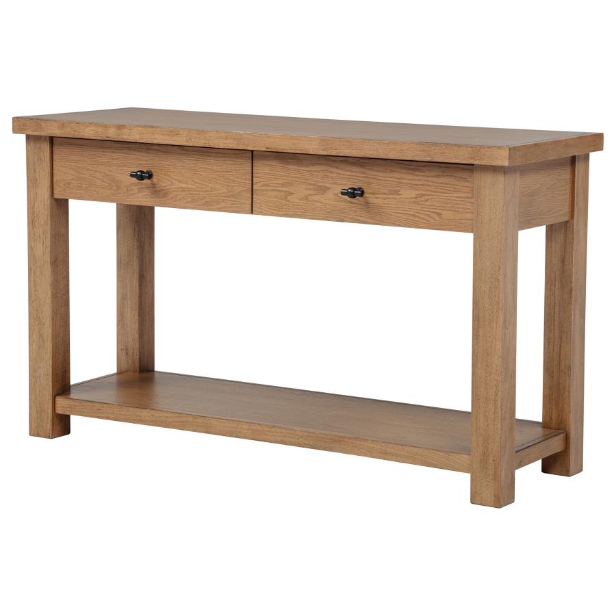 Beasley 2-Drawer Wood Console Table Golden Oak