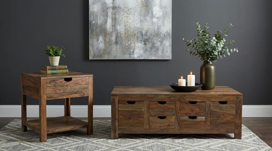 Esther 1-drawer Solid Wood Side End Table Natural Sheesham