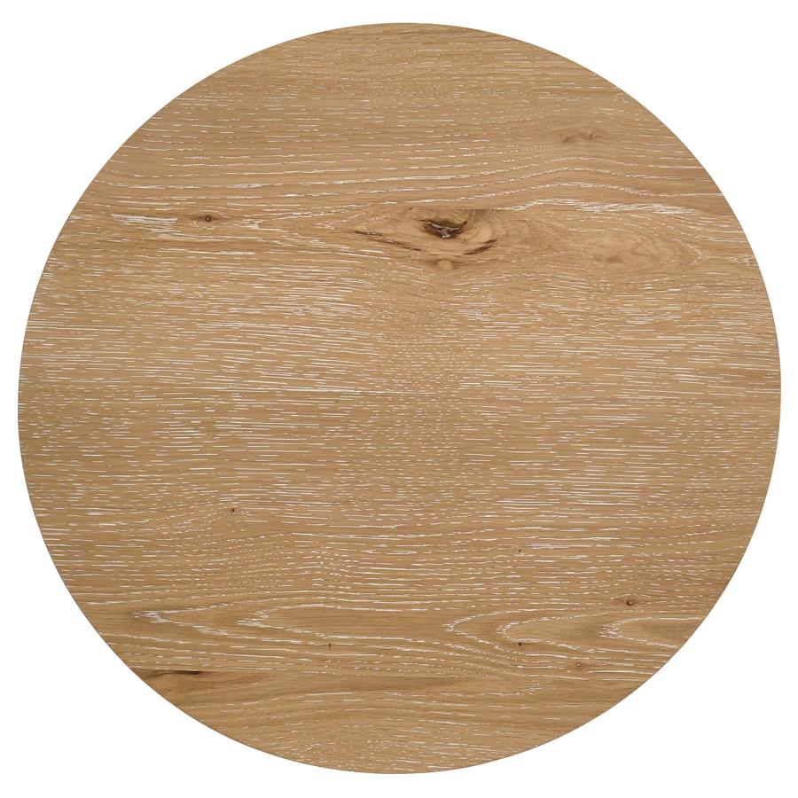 Kessler 2-piece Round Sculptural Wood Coffee Table Set Light Oak