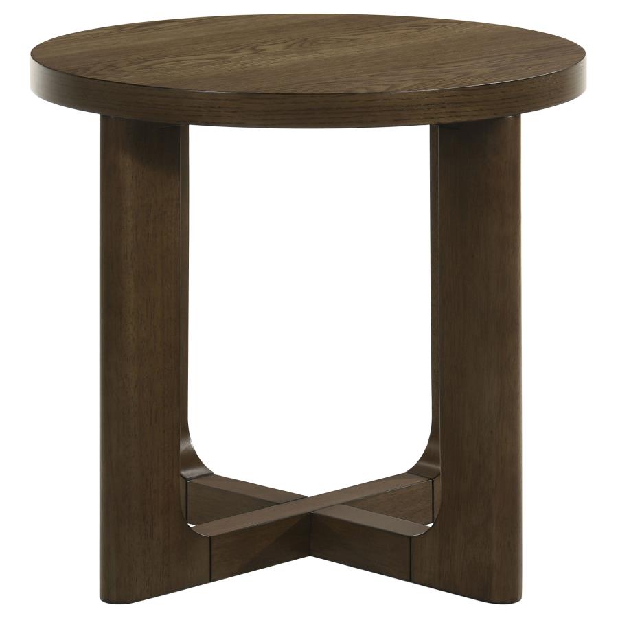 Kessler Round Sculptural Wood End Table Brown