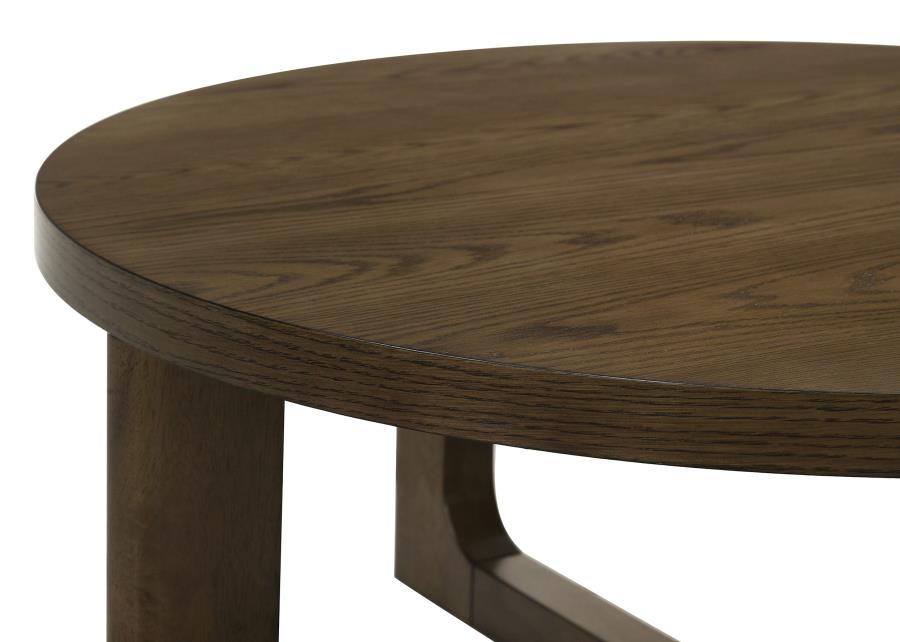 Kessler 3-piece Round Sculptural Wood Coffee Table Set Brown