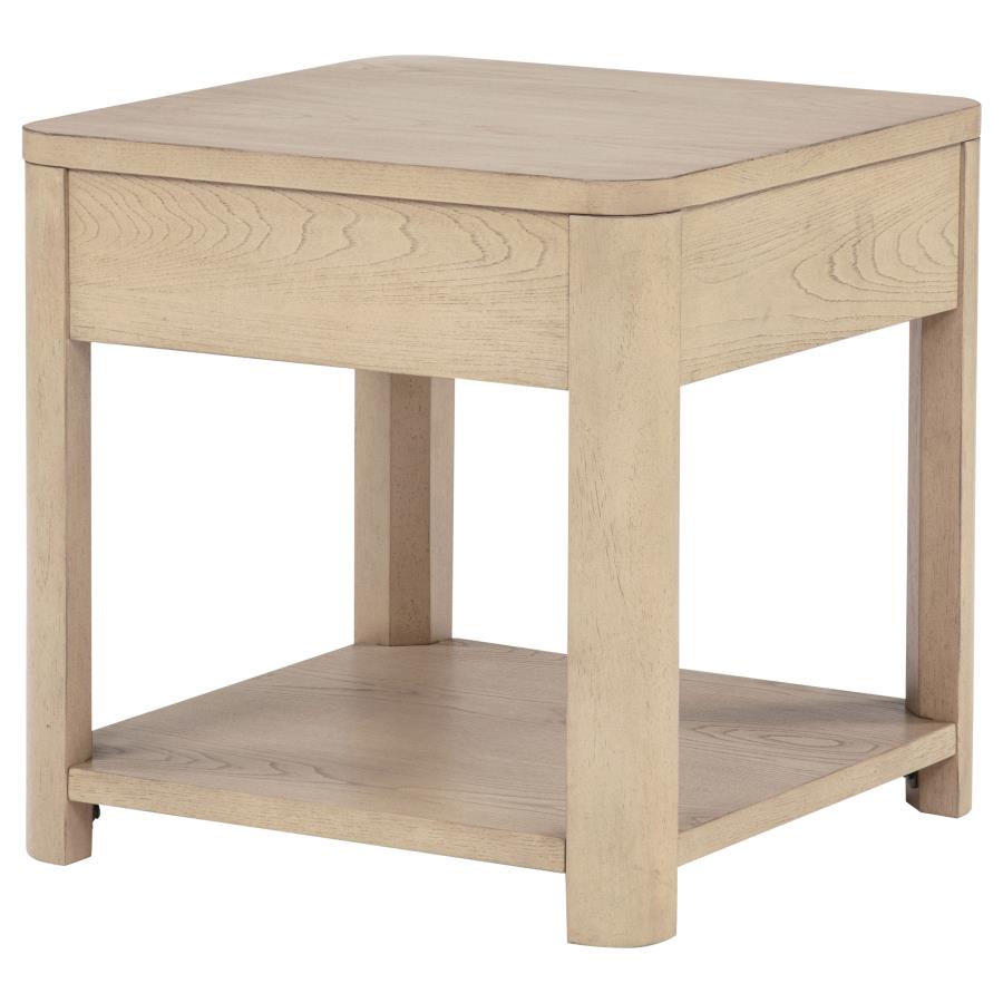 Marcelo Wood End Table with Drawer and Shelf Light Elm