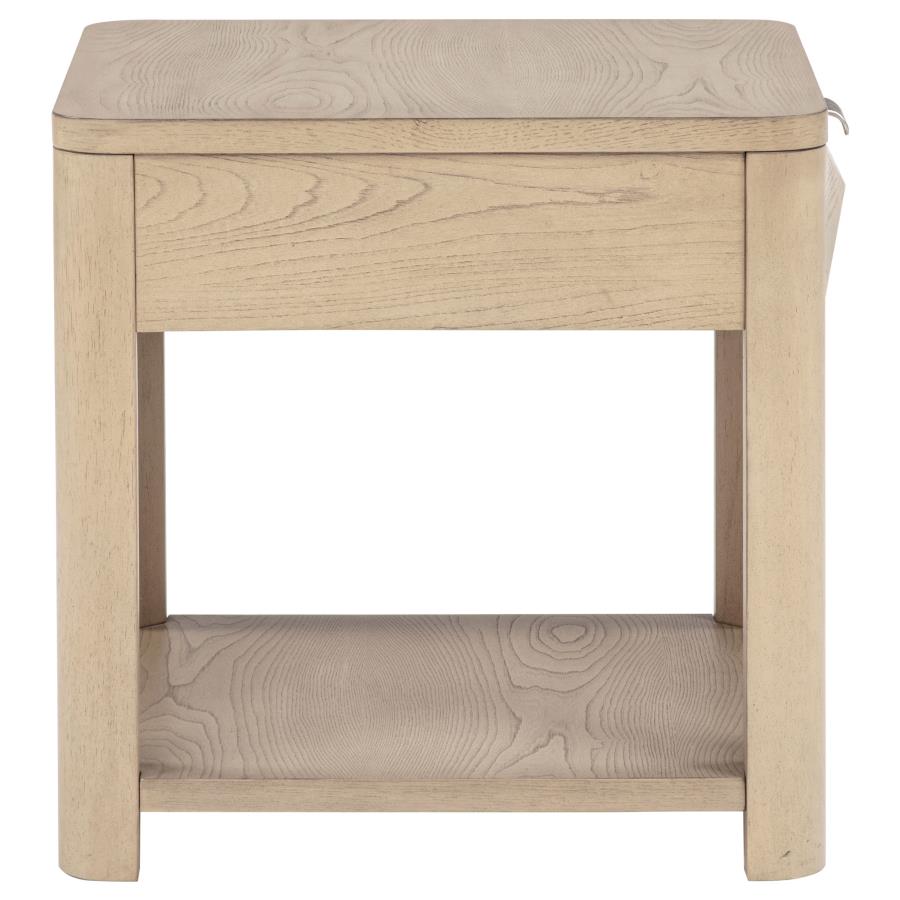 Marcelo Wood End Table with Drawer and Shelf Light Elm